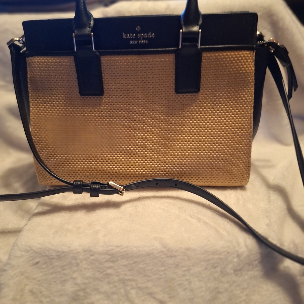 kate spade Black and Tan Woven Satchel